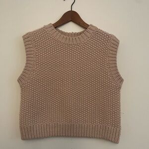 Women's Knit Sweater Vest - pinky oatmeal colour